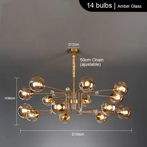 lustre led moderne 10 globes luminaire décoratif - vue 15 sur 18