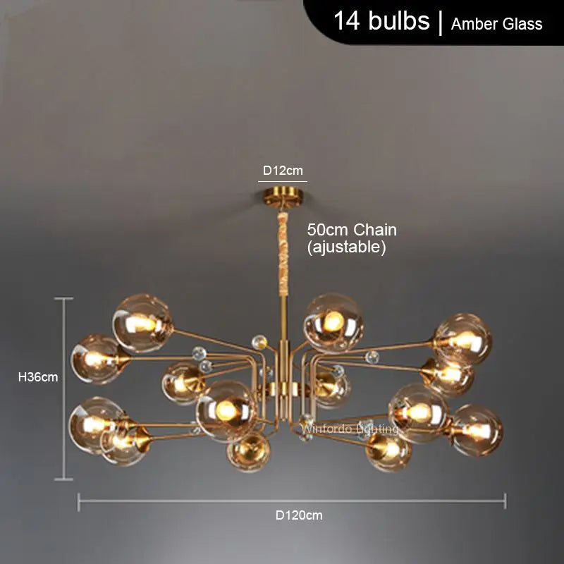 lustre led moderne 10 globes - vue 14 sur 18