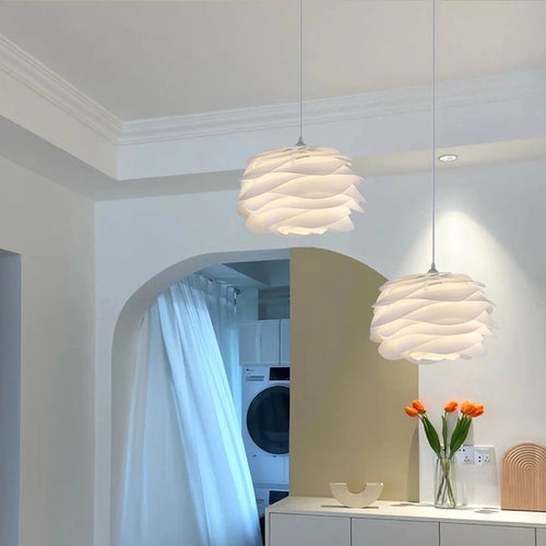 lustre nordique suspendu pétales en pvc avec ampoule offerte - vue 4 sur 12