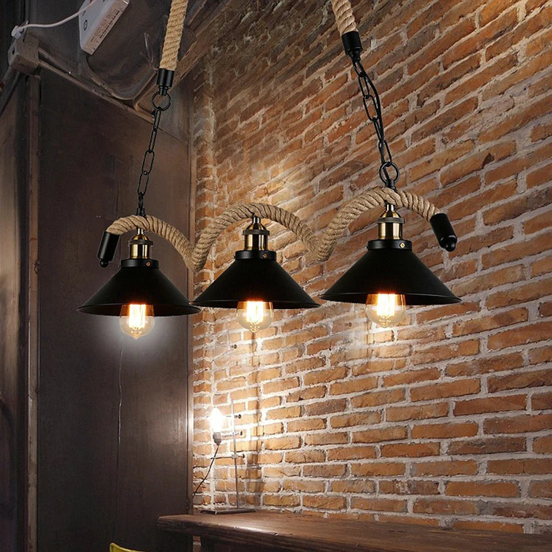 lustre style industriel rétro lampe à ficelle moderne pour éclairage intérieur - vue 3 sur 8
