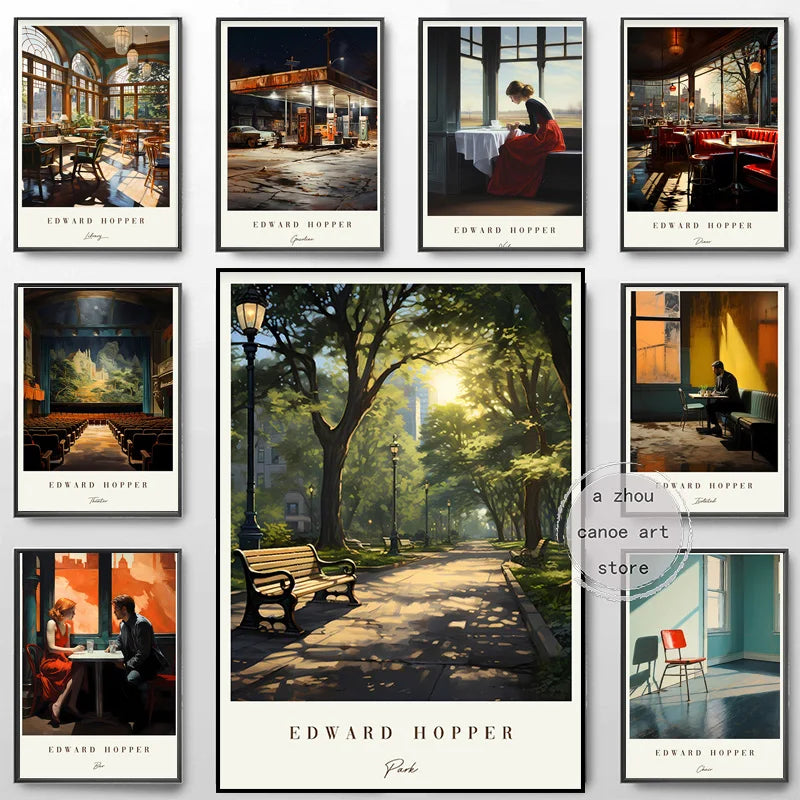 bibliothèque d'oeuvres d'art classiques edward hopper décoration murale