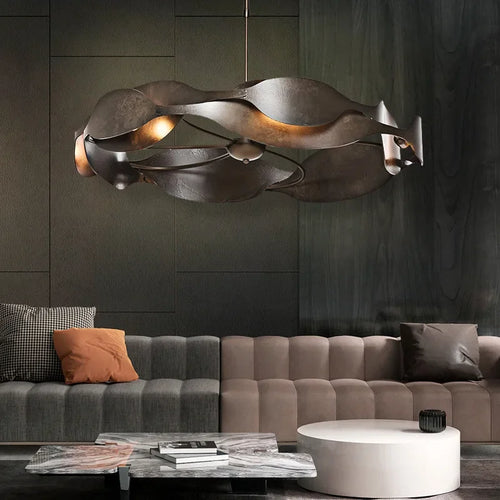 Italian Luxury Pendant Light Living Room Metal Window Artistic Sense Restaurant Hanging Lamp Hotel Lobby LED Lighting Chandelier - vue 6 sur 8