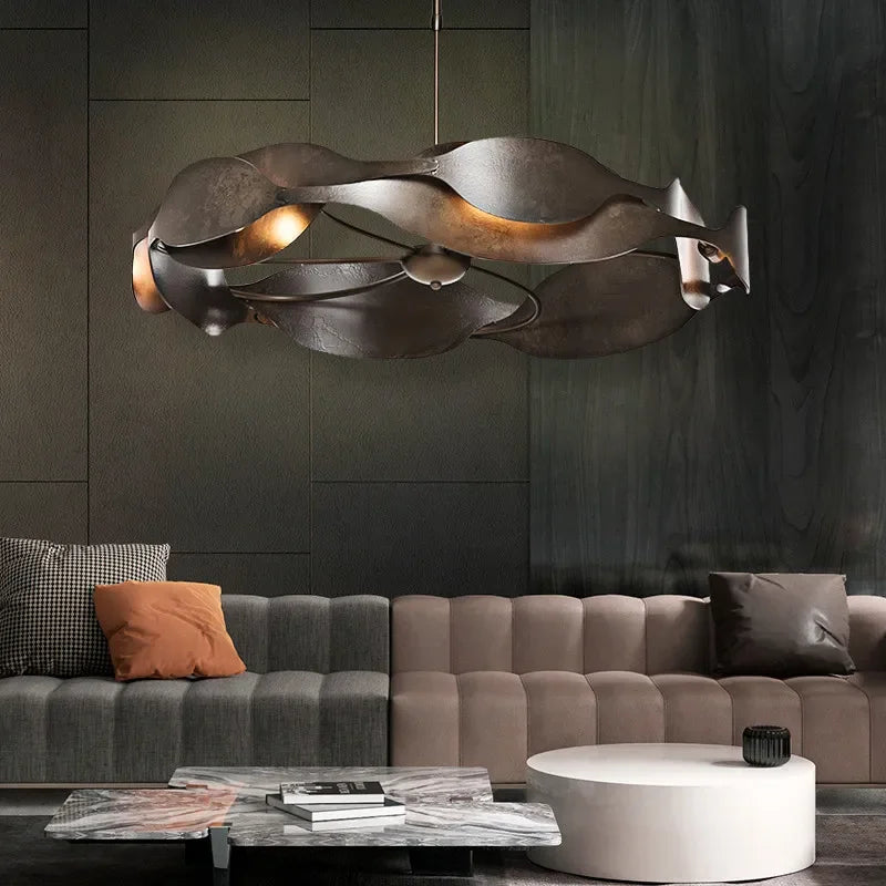 Italian Luxury Pendant Light Living Room Metal Window Artistic Sense Restaurant Hanging Lamp Hotel Lobby LED Lighting Chandelier - vue 5 sur 8