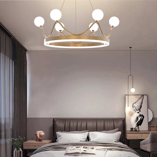 lustre led couronne style moderne décoratif suspension - vue 3 sur 8