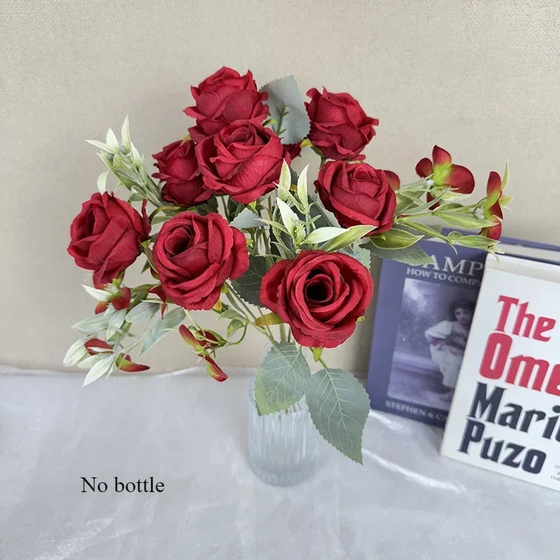 bouquet de roses artificielles en soie pour décoration intérieure - vue 13 sur 14