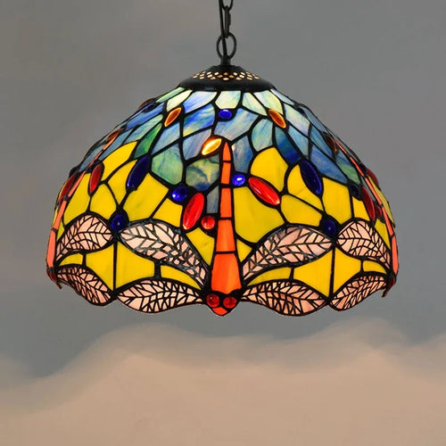 Lustre en verre coloré Tiffany rétro européen - vue 12 sur 29