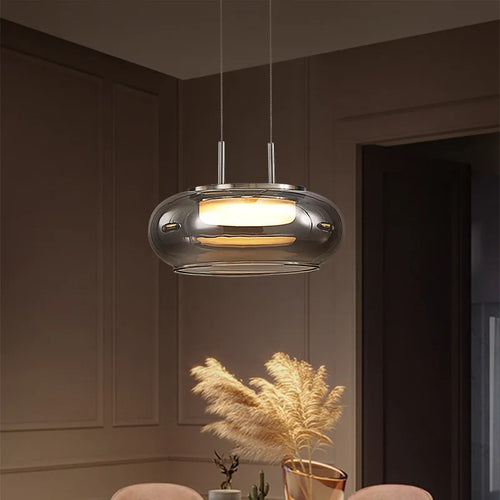suspension led en verre design pour intérieur avec cordon réglable - vue 5 sur 8