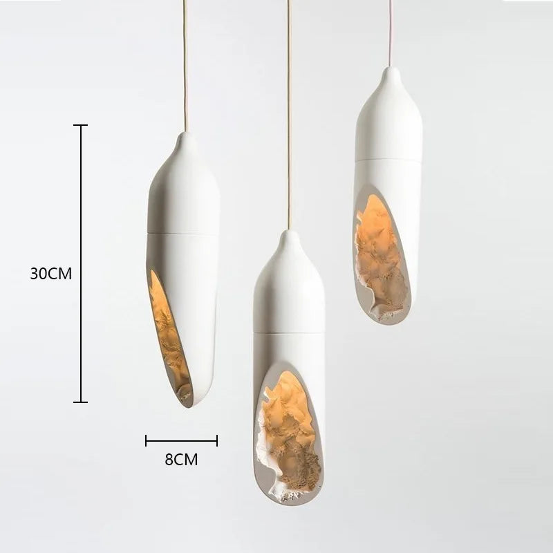 Janpanese Wabi Sabi suspension moderne créative plâtre suspension lampe Foyer cuisine chambre chevet abstrait blanc lustre