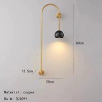 applique murale minimaliste en cuivre et laiton gu10