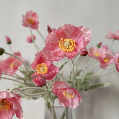 fausses fleurs de pavot en soie pour décorations de mariage et fêtes - vue 4 sur 29