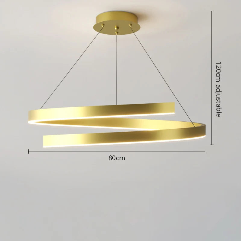 lustre à anneau simple moderne en fer doré avec éclairage LED intérieur - vue 11 sur 15