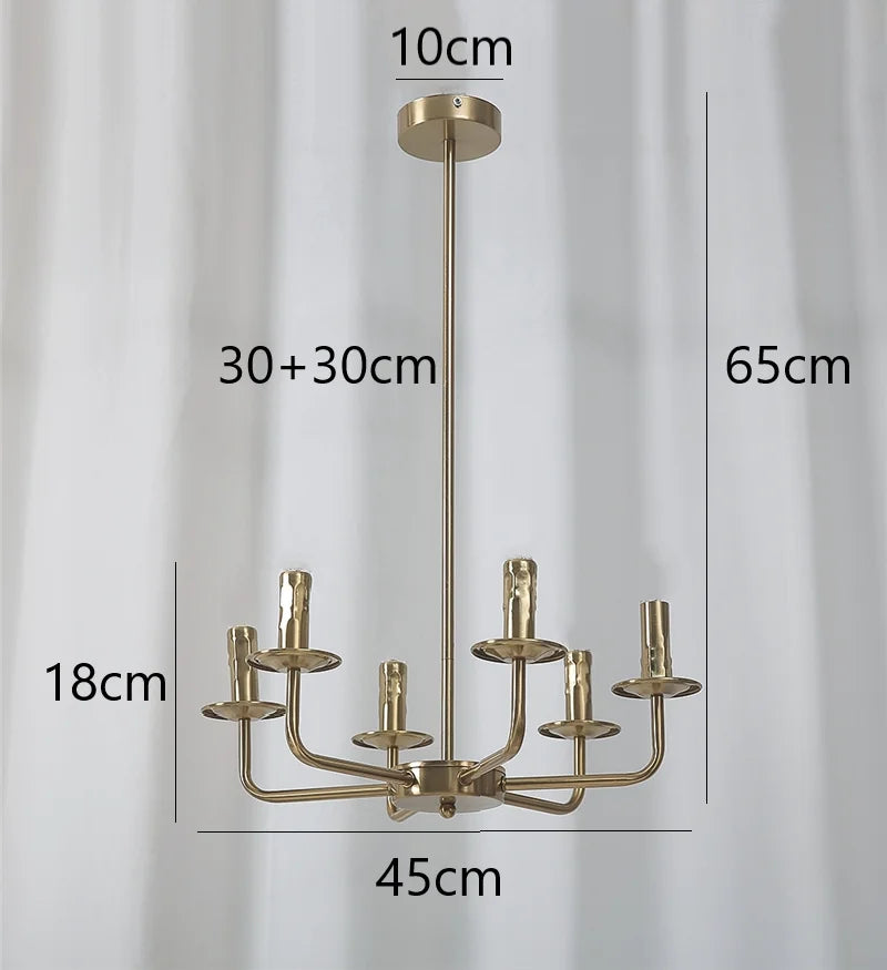 lustre moderne en fer design bougie à led créatif et luxueux - vue 8 sur 8