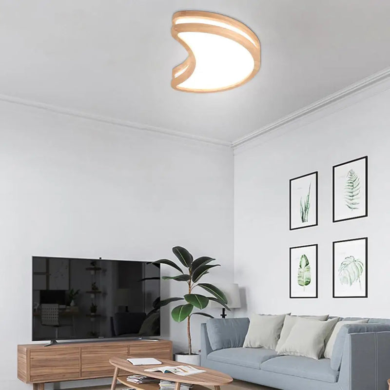 Plafonnier Led en bois avec lune Simple