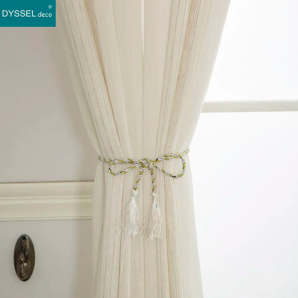 Voilage rideau rayures style americain salon chambre moderne - vue 3 sur 6