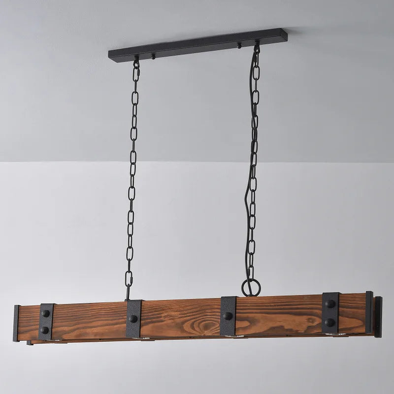 Style ancien américain Vintage grenier en bois suspension lampe salle à manger Bar Table magasin de vêtements industriel suspension Led éclairage - vue 6 sur 8
