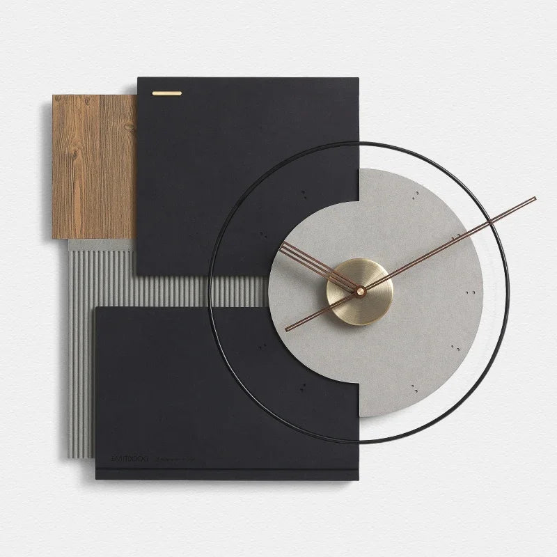 grande horloge murale silencieuse en noyer décoration moderne - vue 10 sur 10