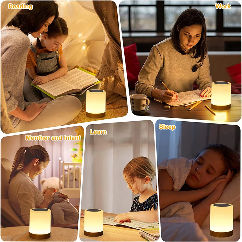 Lampe tactile LED lampe de table lampe de chevet lampe de table RVB lampe de chambre avec capteur tactile lampe de bureau portable lumière RVB pour cadeaux pour enfants