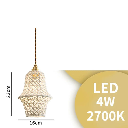 suspension LED blanc en céramique luminaires maison éclairage intérieur chambre salon à côté nordique moderne cuivre suspension lampe - vue 17 sur 23