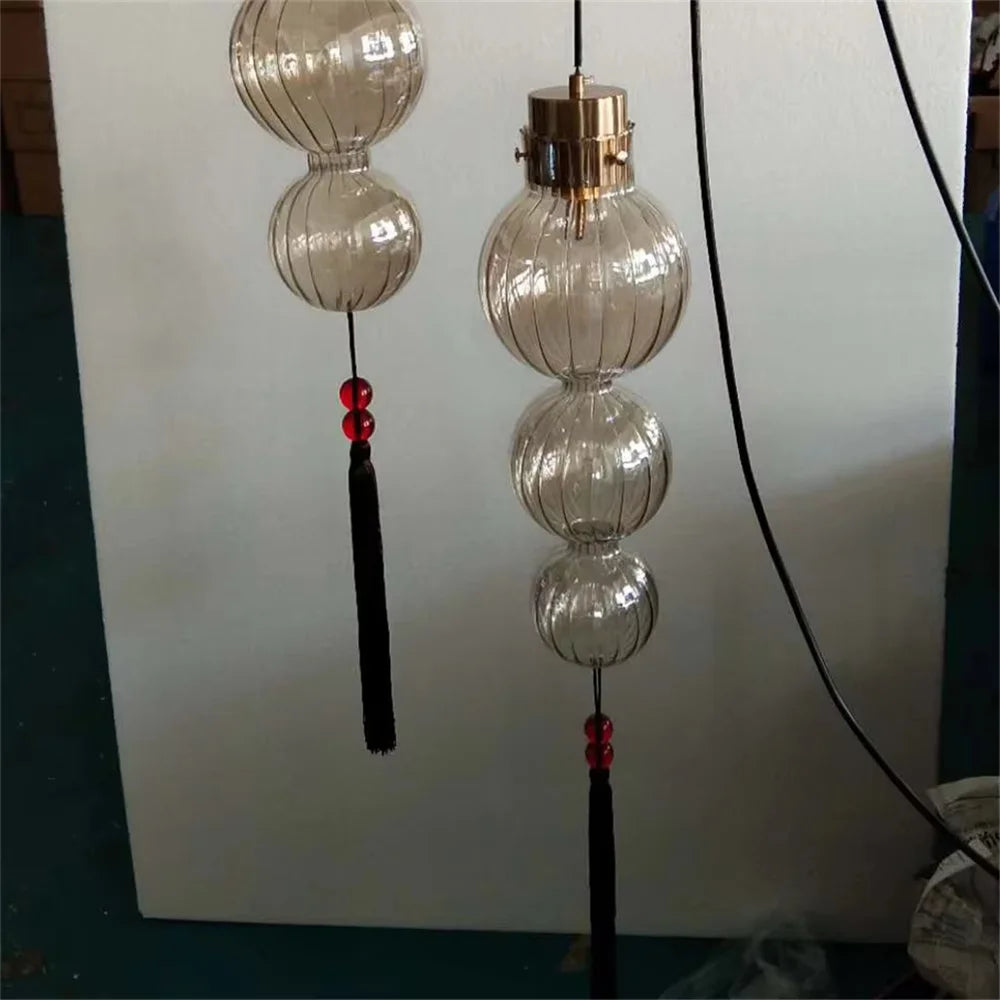 suspension en verre teinté style chinois pour décoration intérieure - vue 9 sur 15