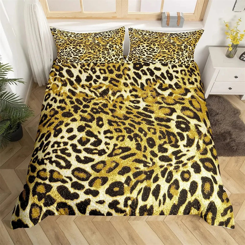 housse de couette léopard pour enfants et adultes en polyester