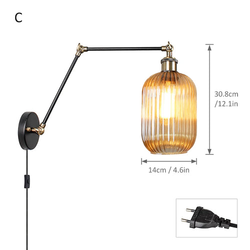 applique murale led nordique longue perche en verre avec interrupteur - vue 12 sur 11