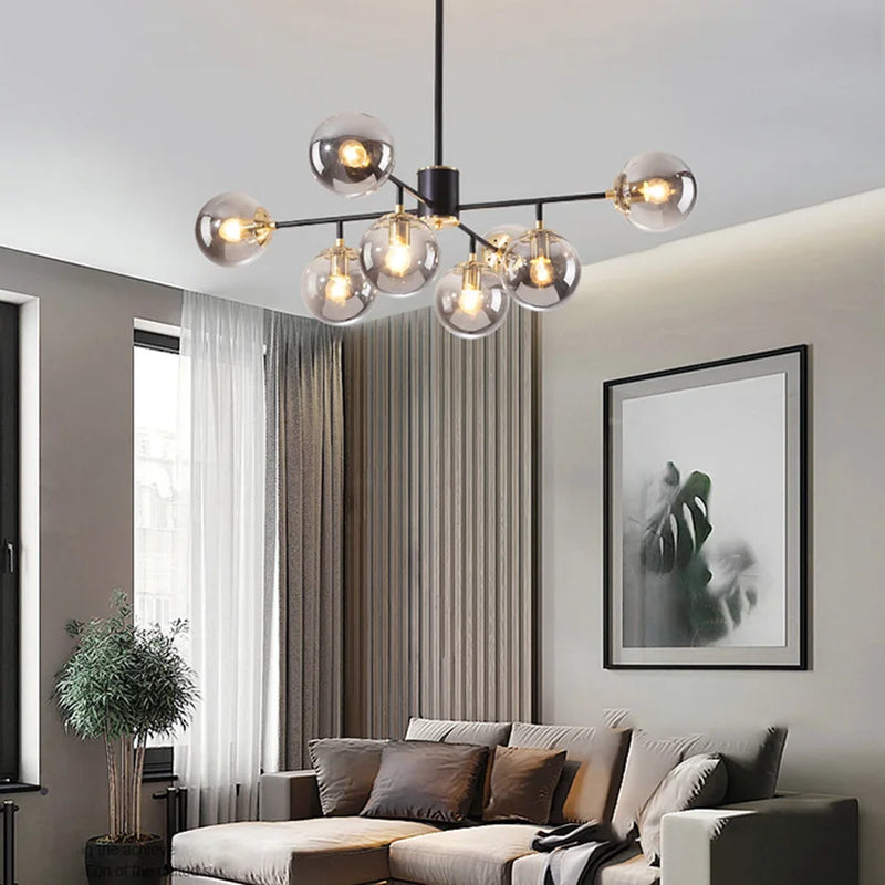 sandyha moderne led lustre en verre moléculaire de luxe