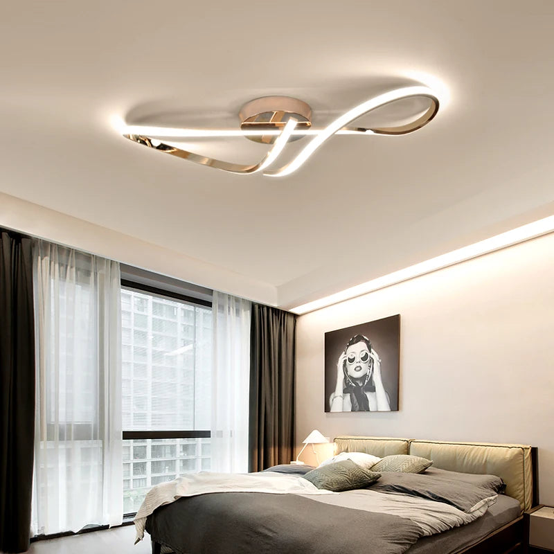 Plafonnier moderne à LEDs pour salon salle à manger chambre doré chromé luminaire intérieur