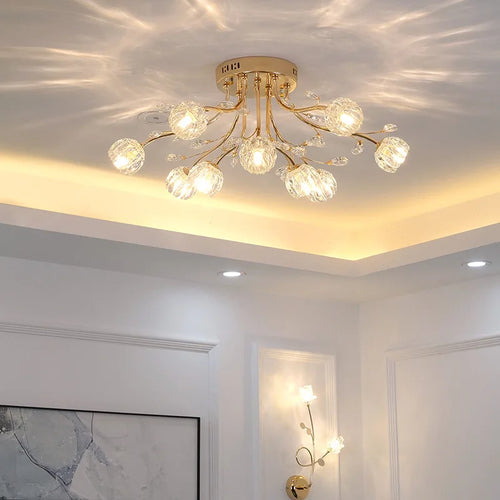 lustre moderne en verre et cristal pour décoration intérieure - vue 2 sur 11