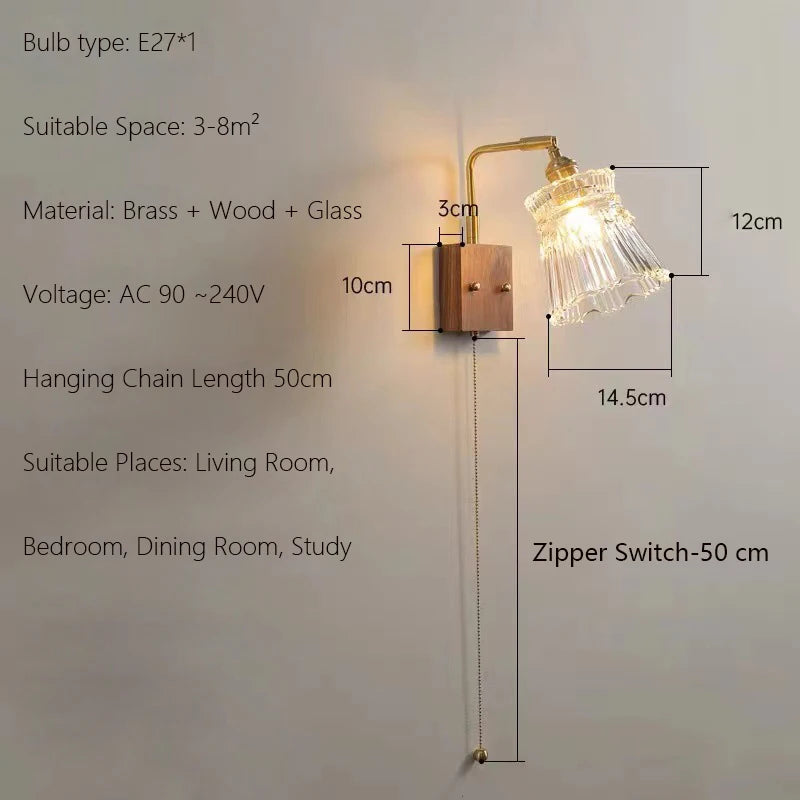 applique murale en bois vintage japonaise lampe minimaliste à led