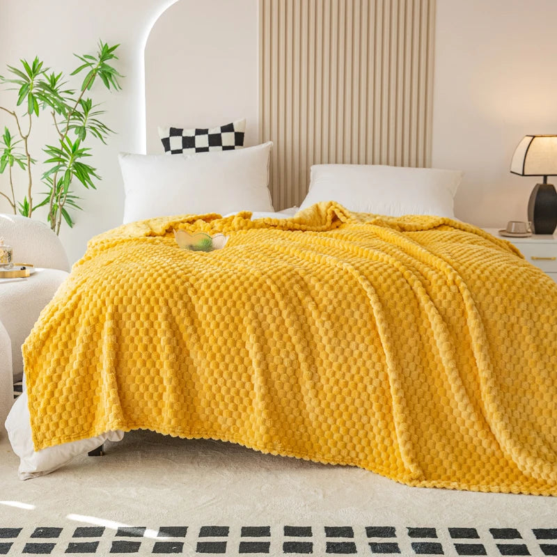 Plaid carreaux doux en velours pour canapé lit - vue 3 sur 7