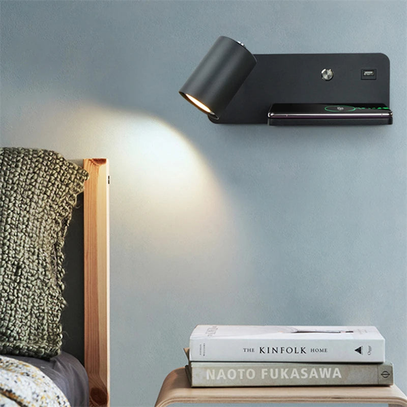 applique murale led moderne avec usb et chargement sans fil - vue 5 sur 10