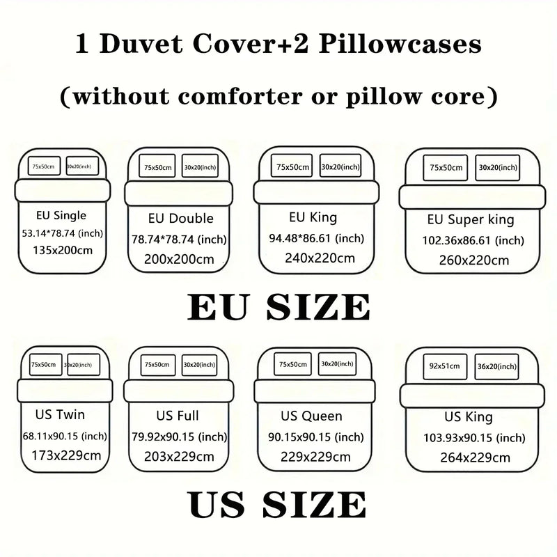 housse de couette trois pièces motif floral et champignons