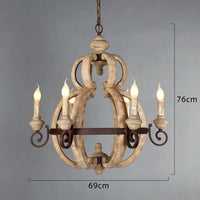 lustre rustique en bois vintage à 6 lumières design français