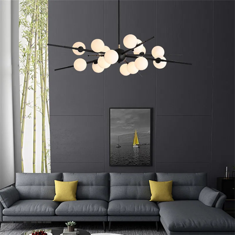 lustre bauhaus design boule de verre pour éclairage moderne - vue 6 sur 10
