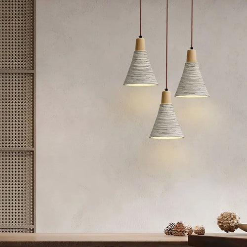 Lustre minimaliste nordique créatif ciment lampe en bois massif chambre salon Restaurant étude lumière hôtel café lampes luminaire