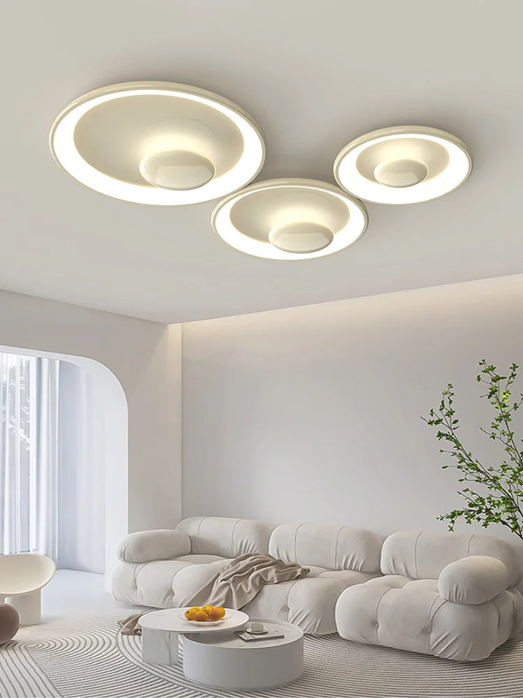 plafonnier led rond style crème variable avec télécommande - vue 4 sur 9