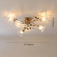 luminaires de plafond style pastoral romantique français en laiton fer et verre