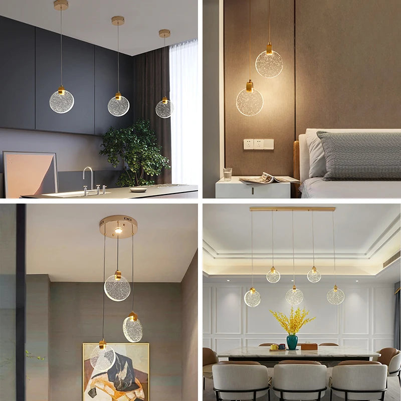 lustre suspendu en cristal led nordique pour intérieur