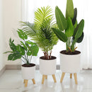 pot de fleurs rond sur pied avec arrosage automatique et drainage