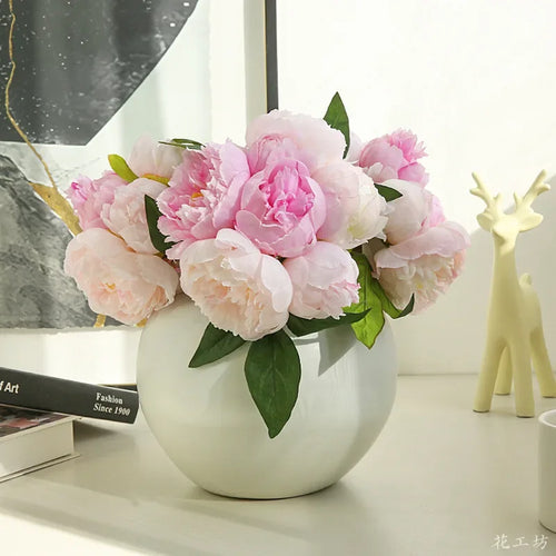 bouquet de pivoines en soie pour décoration élégante intérieure - vue 2 sur 7