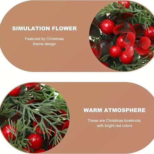 couronne de noël artificielle avec baies rouges décoratives - vue 4 sur 6