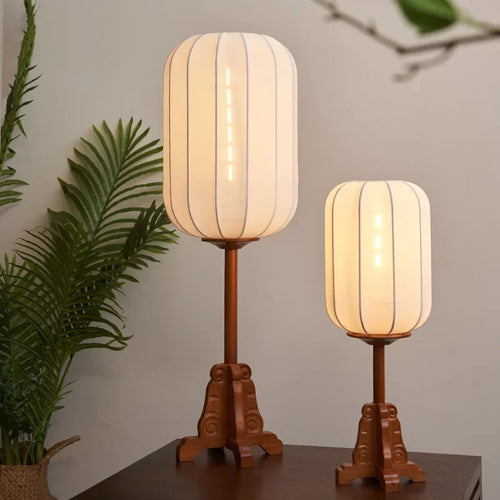lampadaire chinois vintage en bois massif éclairage décoratif intérieur - vue 2 sur 9