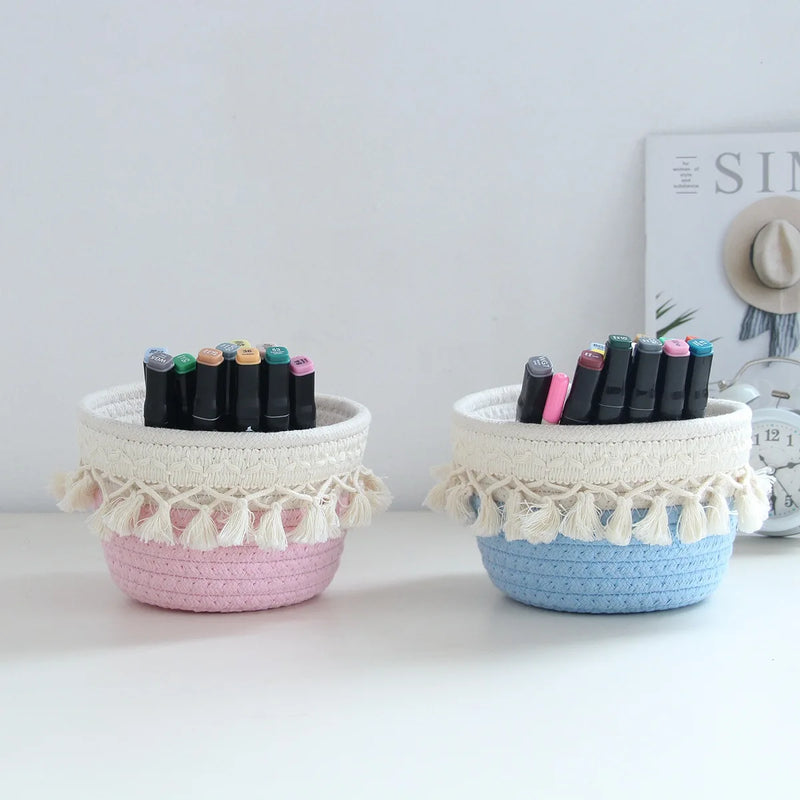 boîte de rangement minimaliste en corde de coton pour stylos
