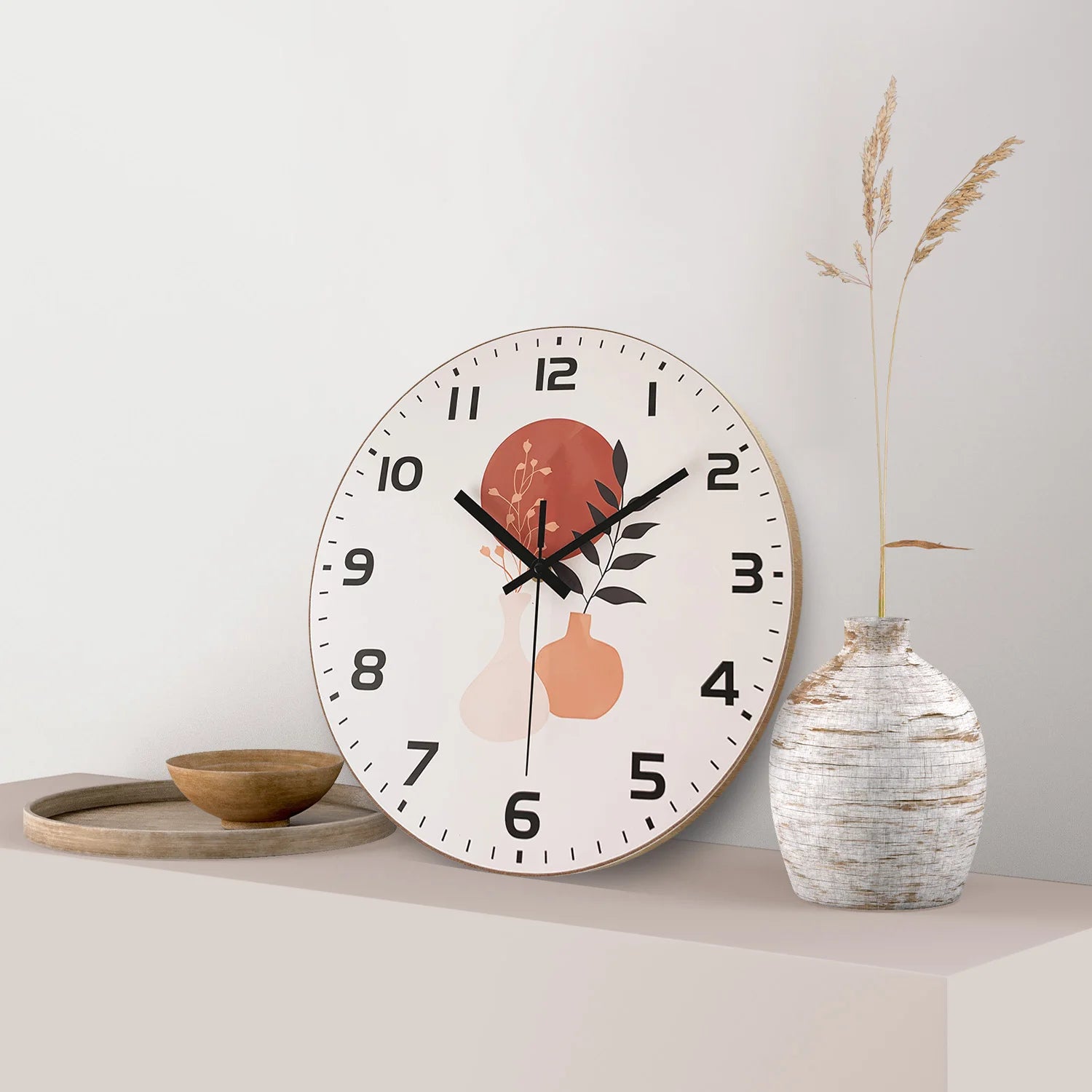 horloge murale en bois moderne pour décoration intérieure silencieuse - vue 5 sur 7