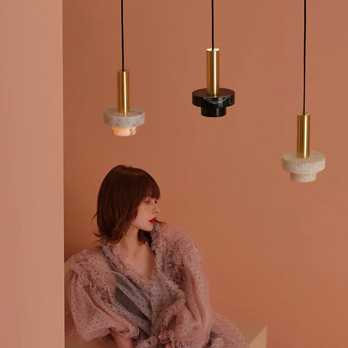 Suspension LED en marbre décorative pour divers espaces - vue 2 sur 17