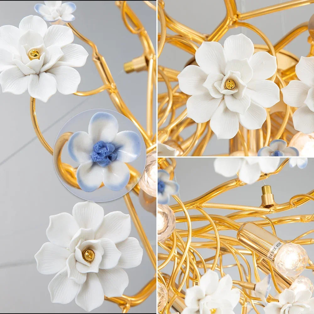 lustre romantique à fleurs pour décoration intérieure élégante - vue 6 sur 11