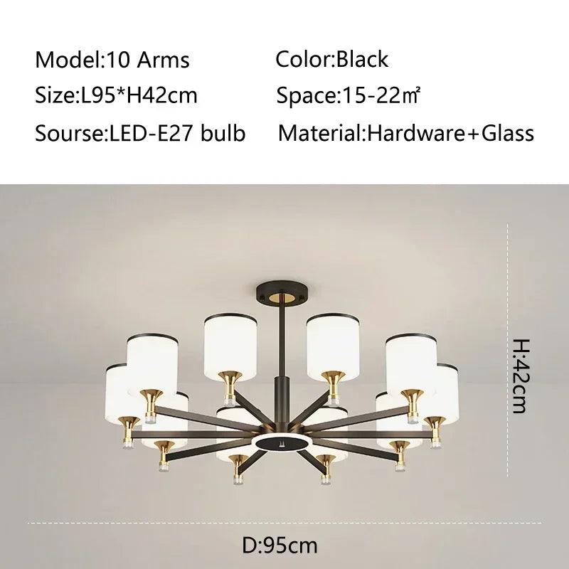 suspension moderne en verre doré et noir pour intérieur élégant - vue 12 sur 17