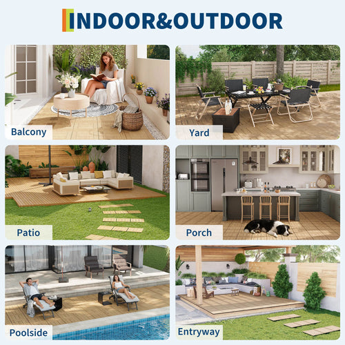 Dalles terrasse bois acacia 12x12 pouces antiderapantes clipsables