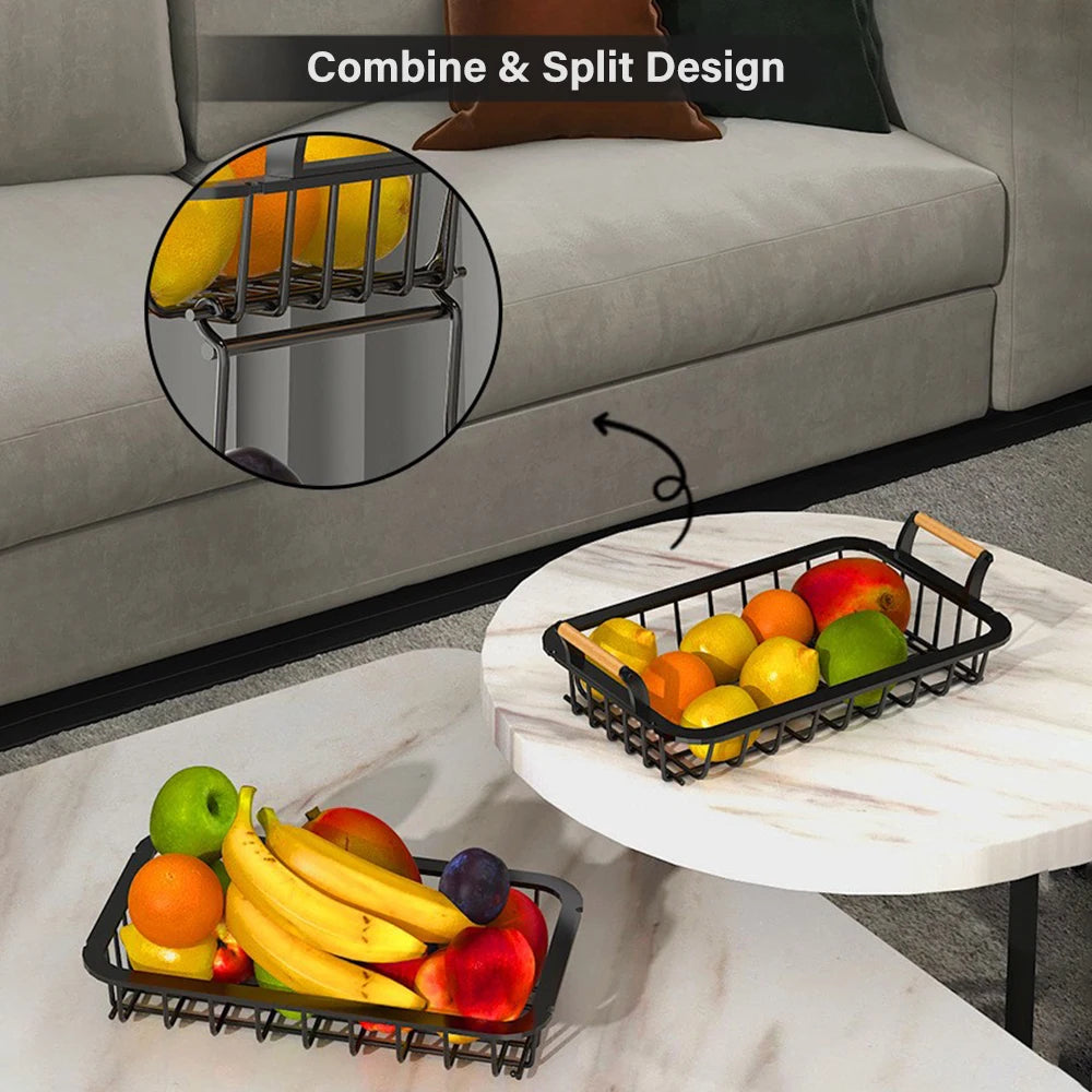panier de rangement rectangulaire à deux niveaux pour fruits et légumes - vue 3 sur 6