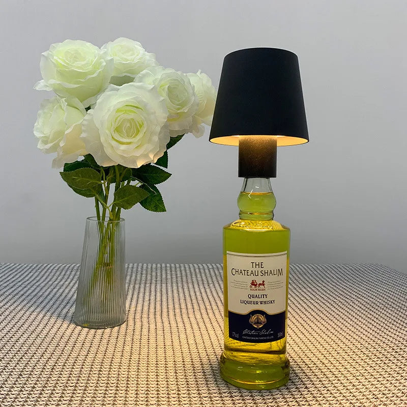 lampe bouteille vin table charge portable